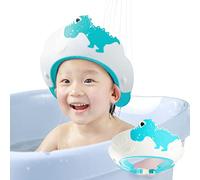 FUSACONY Baby Shower Cap Shampoo Cap for Kids Baby Hair Washing Shield Adjustable Bath Visor Face Shield for Toddler Kids Boys Girls Shower Hat to Stop Water in Eyes Dinosaur (Blue)