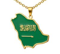Fusamk Stainless Steel Saudi Arabian Map Pendant Necklace,50cm Link Chain, One Size, Metal, No Gemstone