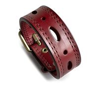 Fusamk Women’s Leather Cuff Bracelet, Adjustable Leather Bangle with Buckle, Fashion Punk Rock Biker Wristband, Simple Leather Bracelet for Women, Adjustable, Metal, no gemstone