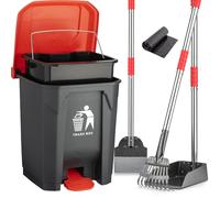 FUSBUNTY Pooper Scooper Set,Dog Poop Tray and Rake Set for Large & Small Dogs Dog Pooper Scooper 15 Litre Step Dog Poop Trash Can Outside W/Removable Inner Bucket with 20 Waste Bags