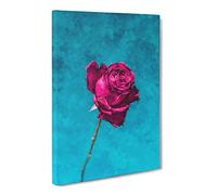 Fuschia Pink Dying Rose Painting Modern Canvas Wall Art Print Ready to Hang, Framed Picture for Living Room Bedroom Home Office Décor, 30x20 Inch (76x50 cm)