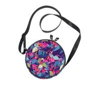 Fuschia Secret Leaves Round Side Purse Crossbody for Ladies Practical with Adjustable Strap Over The Shoulder Purse Take a walk Canvas Messenger