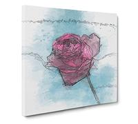 Fuscia Pink Dying Rose Canvas Print | Gallery Wrapped 30mm Frame Wall Art | 14x14 inches | Ready to Hang | Abstract Floral Picture | Living Room Bedroom Lounge Office