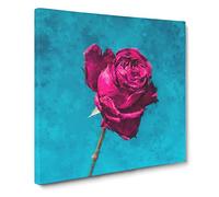 Fuscia Pink Dying Rose Canvas Print | Gallery Wrapped 30mm Frame Wall Art | 20x20 inches | Ready to Hang | Abstract Floral Picture | Living Room Bedroom Lounge Office
