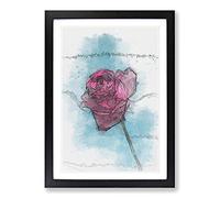 Fuscia Pink Dying Rose in Abstract Framed Print | A2 Black Framed Wall Art | Ready to Hang | Abstract Floral Picture | Living Room Bedroom Lounge Office