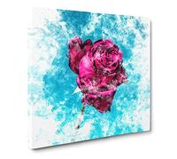 Fuscia Pink Dying Rose Watercolour Canvas Print | Gallery Wrapped 30mm Frame Wall Art | 20x20 inches | Ready to Hang | Modern Floral Picture | Living Room Bedroom Lounge Office