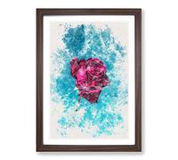 Fuscia Pink Dying Rose Watercolour Framed Print | A2 Walnut Framed Wall Art | Ready to Hang | Modern Floral Picture | Living Room Bedroom Lounge Office