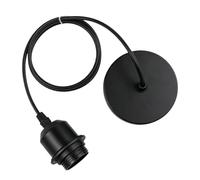 FUSDNW Black Pendant Light Fitting, E27 Screw Matt Black Light Pendant Fitting with 100cm Adjustable Cable and Lock Ring for Kitchen Living Room Bedroom Dining Room Lighting