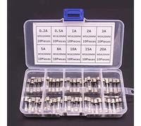 Fuse 100/72pcs Car Fast-Blow Glass Fuses Car Glass Tube Fuses 0.2-20A 0.5-30A Assorted Kit for Car Light Inflator Vacuum Cleaner Protected circuits (Color : 100pcs)