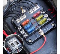 Fuse 6 Way Blade Fuse Box & Bus Bar Car Kit with Cover Marine FuseBox Holder 12V/24V for Auto Car Boat Marine Trike