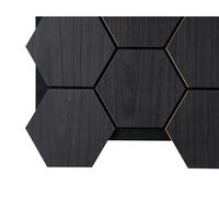 Fuse Acoustic Wooden Hexagon Wall Panel in Charcoal Oak, 4 Pack