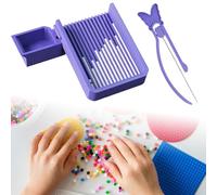 Fuse Bead Single Needle Tweezer & Aligner Tray Set, Precision Tool for Fuse Beads Project, Effortlessly Align and Place Iron Beads onto Pegboards (Mini 2.6mm Bead Tool Kit)