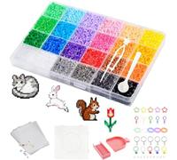 Fuse Beads 12000PCS Perler Beads, Iron Bead for Kids 2.6mm 24 Colors, Includes Five Iron-on Transfer Sheets, Keychain Set, and Tools, DIY Creative Handmade Crafts