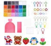 Fuse Beads 12000PCS Perler Beads, Iron Bead for Young 2.6mm 24 Colors, Includes Five Iron-on Transfer Sheets（Without Iron）, Keychain Set, and Tools, DIY Creative Handmade Crafts