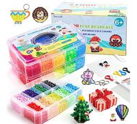 Fuse Beads Kit, INSCRAFT 21,000 pcs 22 Colours 5MM, Including 127 Patterns, 4 Big Square, 1 Heart Pegboards, 1 Flower Ironing Paper, Tweezers, Iron Beads for Craft Making