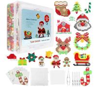 Fuse Beads Pegboards, Clear Animal Shape Plastic Beads Template Boards with 18 Pcs Colorful Cards for Kids Craft Beads (Christmas)