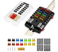 Fuse Block with 35mm Rail-Mounted, Waterproof Boat Fuse Box with LED Warning Indicator Damp-Proof Cover,12 Circuits with Negative Bus mairen Fuse Plane for Car Marine RV Truck DC32V max