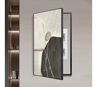 Fuse Box Cover Cabinet,Breaker Box Cover,Decorative Painting Of Electricity Meter With Aluminum Frame,Modern Wall Mounted Hide Electrical Panel Cover Decorative(Black A-L,55cm*110cm(22in*43in))