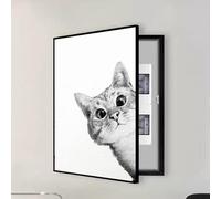 Fuse Box Cover Cabinet Breaker Box Cover Decorative Wall Mounted Electrical Panel Cover, Crystal Porcelain Painting, Flip - Up Meter Switch Box(Black D,40x50cm/15.7x19.7in)