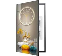Fuse Box Cover Cabinet, Decorative Circuit Breaker Panel Cover with Clock for Wall Mounted Electric Meter Box Hide Decoration(F,50x80cm)