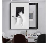 Fuse Box Cover Cabinet, Electric Meter Box Decorative Picture Frame, Simple Install, Various Styles Available, for Living Room, Bedroom, Office, Cafe(Black-1,80 * 60cm/31.5 * 23.6in)