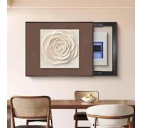 Fuse Box Cover Cabinet, Picture Frame Electric Box Decoration, Wall Mounted Electrical Panel Cover, Various Styles Available, Home Living Room Decor Poster(White,50 * 40cm/19.7 * 15.7in)