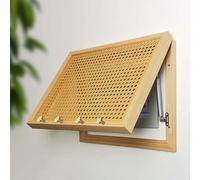 Fuse Box Cover Cabinet, Rattan Decorative Fuse Box Cover with Hook, Wood Frame, Adapts to Different Interior Decoration Styles, for Living Room Home Offices Wall(65 * 55cm/25.6 * 21.7in)