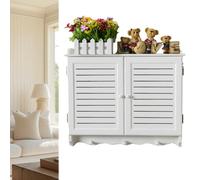Fuse Box Cover Cabinet Wall Mounted Cabinet for Electric Meter Box, Vent Wood Breaker Box Cover, Creative Fuse Box Covers with Hooks, Decorative Distribution Cover(White,58x46CM-22.8x18.1")