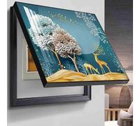 Fuse Box Cover for Electrical Panel, Decorative Flip Cover Meter Box, Indoor Home Decoration, 13.6 x 50 cm, Stylish Picture Frame Design