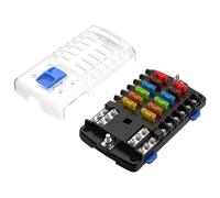 Fuse boxes with 35mm Rail Installation Methods, Waterproof Boat Fuse block with LED Warning Indicator Damp-Proof Cover,12 Circuits with Negative Bus mairen Fuse plane for Car Marine RV Truck DC32Vmax