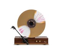 Fuse GLD Standalone Vertical Vinyl Record Player | Gold Trim | 5.3 Bluetooth, AUX | Premium Cartridge | Built-in 50W Amp | Vintage Mid Century Modern | Handcrafted Ashtree Wood