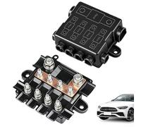 Fuse Holder, 1 for mega + 4 for midi Fuses with Busbar, Compact Design for High Circuits, Protective Cover Included, Car Boat Camper