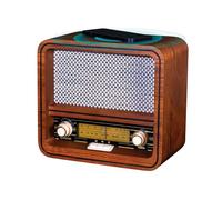 Fuse RAD Vintage Wood Retro Radio | AM/FM Radio with Bluetooth, Wireless Charger & AUX Input | Mid Century Modern Style | Handcrafted Ashtree Wood