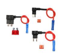 Fuse Taps Set, Medium/Small/Mini Fuses with Adapter-Adding a Circuit, Low Profile Car Fuse Splice Piggyback Fuses Holder with 12V 24V Universal 10A Wire Harness for Car Truck Boats (Black-3 Sets)