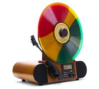 Fuse Vert Vertical Vinyl Record Player | FM Radio, Bluetooth, AUX, USB | Alarm Clock | Audio Technica Cartridge | Full Range Speakers | Vintage Mid Century Modern | Handcrafted Ashtree Wood