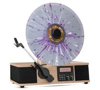 Fuse Wrap Vertical Record Player with Bult In Album Cover Holder - Mid-Century Modern Vinyl Player with Built-in Speakers & Bluetooth - FM Radio Home Audio Turntable for 12in Vinyl Records & 45rpm