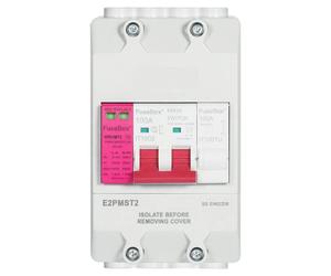 Fusebox E2PMST2 100A 2P Main Switch Split Enclosure IP20 with T2 SPD
