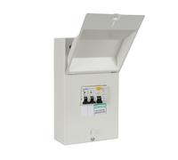 FuseBox F100GRA Garage Unit - Metal Enclosure, 63A 30mA Type A RCD, 6+16A MCB