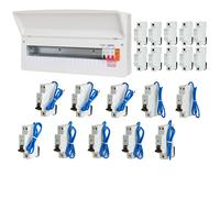 FuseBox F2020MX 20 Way T2 SPD Consumer Unit + 10 Type A Mini RCBOs & 10x FREE DIN Rail Blanks