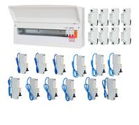 FuseBox F2020MX 20 Way T2 SPD Consumer Unit + 12 Type A RCBOs & 8x FREE DIN Rail Blanks