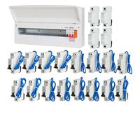 FuseBox F2020MX 20 Way T2 SPD Consumer Unit + 16 Type A Mini RCBOs & 4x FREE DIN Rail Blanks
