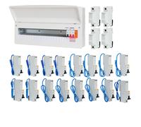 FuseBox F2020MX 20 Way T2 SPD Consumer Unit + 16 Type A RCBOs & 4x FREE DIN Rail Blanks
