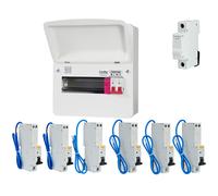 FuseBox F3007MZ 7 Way T2 SPD Consumer Unit + 6 Type A RCBOs & 1x FREE DIN Rail Blanks