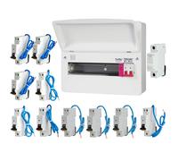 FuseBox F3011MZ 11 Way T2 SPD Consumer Unit + 10 Type A Bi-Directional Mini RCBOs & 1x FREE DIN Rail Blanks