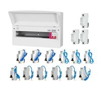 FuseBox F3015MZ 15 Way T2 SPD Consumer Unit + 12 Type A Bi-Directional Mini RCBOs & 3x FREE DIN Rail Blanks