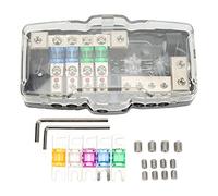 Fused Power Distribution Block 4 Way with LED Indicator, 2 Input 4 Output Fuse Block for Cars Campervans Trucks Trailer UTV Boats - Easy Fuse Status Detection, Durable