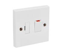 Fused Spur Side Flex 13Amps White Electrical Connection Unit - Optional Neon Indicator, Single 25/35/45mm Pattress Back Box Surface Mounted 1 Gang (Switched Fused Spur, Spur ONLY)