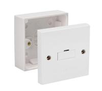 Fused Spur Side Flex 13Amps White Electrical Connection Unit - Optional Neon Indicator, Single 25/35/45mm Pattress Back Box Surface Mounted 1 Gang (Fused Spur SET 25mm Box)