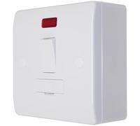 Fused Spur Switch with Back Box and Neon 25mm Pattress 13A For Heaters, Immersion, Towel Rails, Fans, Lighting, Washing Machine, Dishwasher