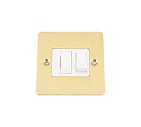 Fused Switch - Polished Brass Flat - White Insert Plastic Switch - 13 Amp Switched Fused Spur Unit